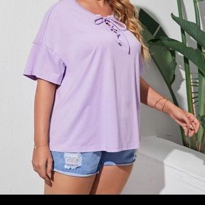 Plus Size Lace up Shirt
